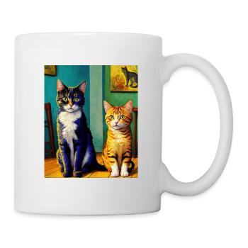 Surreale impressionistische Katze Impressionismus Katzen Ar - Tasse - Weiß - Rechts