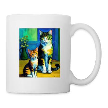 Surreale impressionistische Katze Impressionismus Katzen Ar - Tasse - Weiß - Rechts