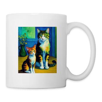 Surreale impressionistische Katze Impressionismus Katzen Ar - Tasse - Weiß - Rechts