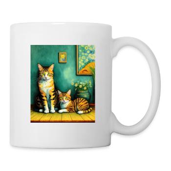Surreale impressionistische Katze Impressionismus Katzen Ar - Tasse - Weiß - Rechts