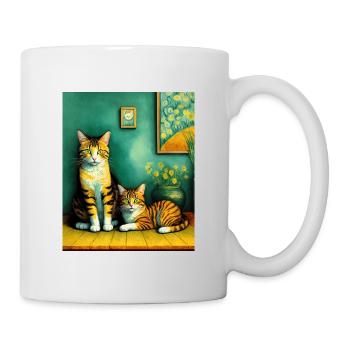 Surreale impressionistische Katze Impressionismus Katzen Ar - Tasse - Weiß - Rechts