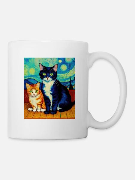 Surreal Impressionistic Cat Impressionism Cats Ar - Mug - white