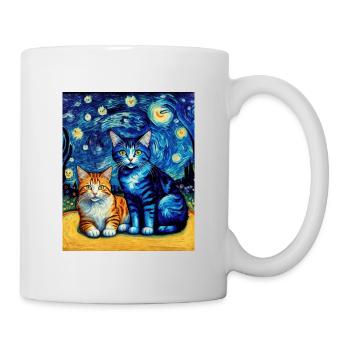 Surréaliste Impressionniste Chat Impressionnisme Chats Ar - Mug blanc - blanc - Droite