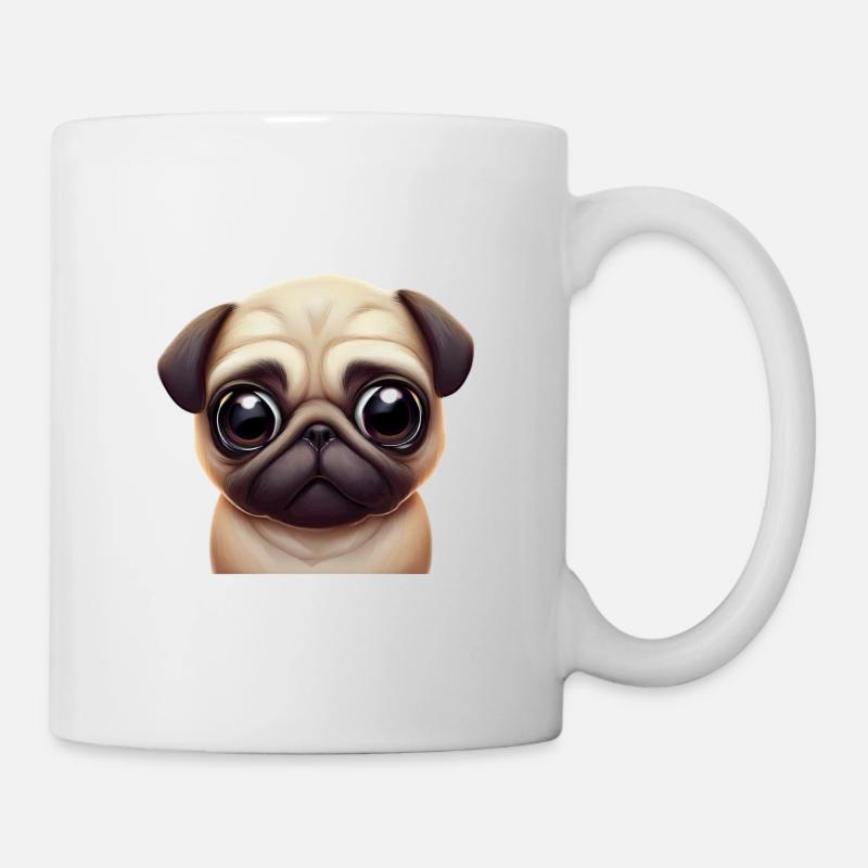 Entzückende Mopskunst - Tasse - Weiß