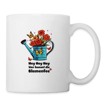 Blumen Fee Spruch Gärtnerin Gießkanne Sommer Hobby - Tasse - Weiß - Rechts