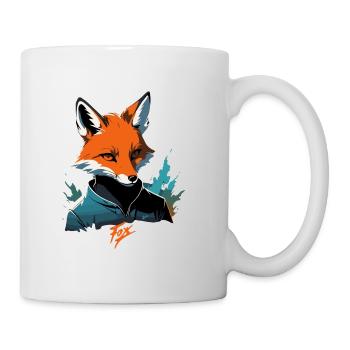 Fox Cartoon Cool Coloré avec Agent De Pull - Mug blanc - blanc - Droite