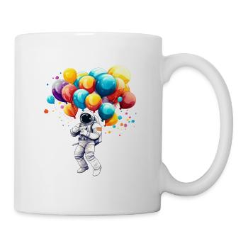 Astronaut mit Luftballons, Weltraum, Illustration, - Tasse - Weiß - Rechts