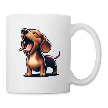 Le chien de chasse teckel rugit comme un chien lion - Mug blanc - blanc - Droite