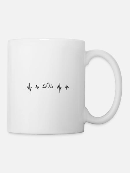 Coeur Ligne Forêt Arbres Arbre Design Minimaliste - Mug blanc - blanc