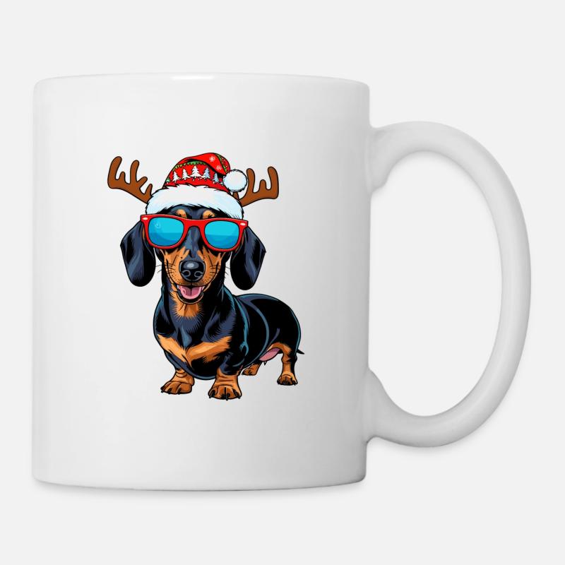 Weihnachts Dackel Hund - Tasse - Weiß