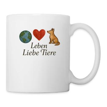 Leben Liebe Tiere - Tasse - Weiß - Rechts