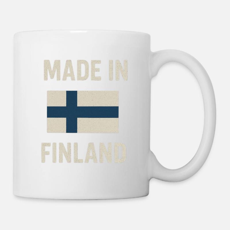 Drapeau et texte finlandais Made in Finland - Mug blanc - blanc