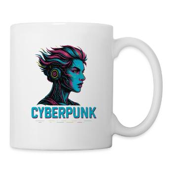 Cyberpunk Women Portrait with Neon Colors - Mug - white - Right