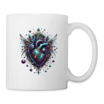 Steampunk heart with wings and crystals - Mug - white - Right