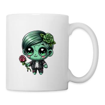 Kuscheliger Zombie mit Rose - Tasse - Weiß - Rechts