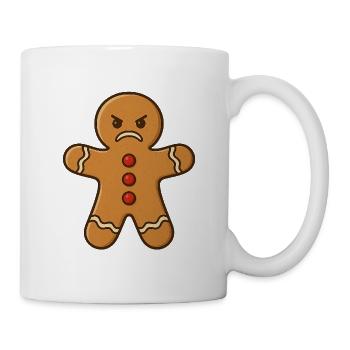 Angry gingerbread man with cinnamon decoration - Mug - white - Right