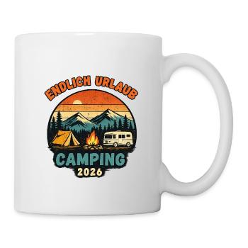 Endlich Urlaub Camping 2026 Wohnmobil  - Tasse - Weiß - Rechts