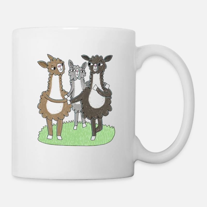 Trois amis lamas - Mug blanc - blanc