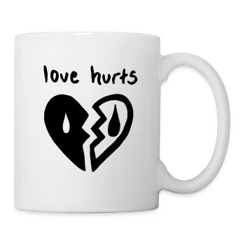 Liebe tut weh. Herzschmerz und Partnerschaft - Tasse - Weiß - Rechts