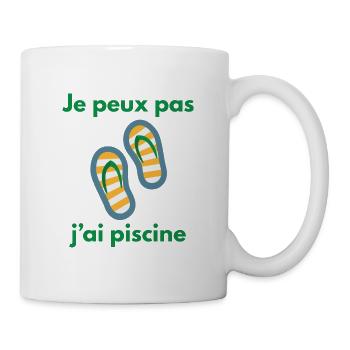 "Ich kann nicht, ich schwimme" (Flip-Flops) - Tasse - Weiß - Rechts