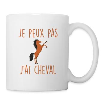 Je peux pas j'ai cheval - Mug blanc - blanc - Droite