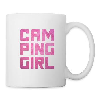 Campinggirl Camper flauschig Mädchen pink Fell Van - Tasse - Weiß - Rechts