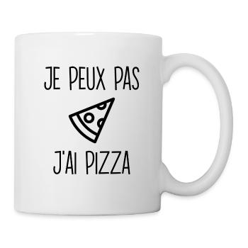 "T-Shirt drôle "Je peux pas, j'ai pizza" - Mug blanc - blanc - Droite