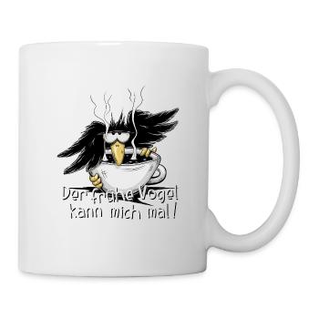 Der frühe Vogel kann mich mal Kaffee Rabe - Tasse - Weiß - Rechts