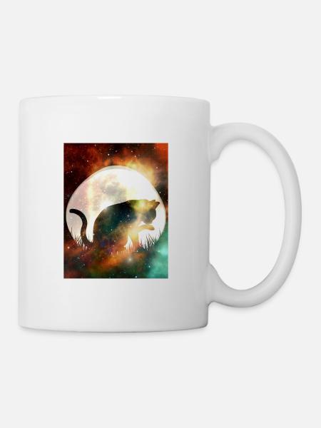 Sterne und Planeten kosmische Weltraumkatze - Tasse - Weiß