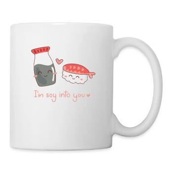 Sushi Soy Sauce Love Valentine's Day Couple Prawn - Mug - white - Right