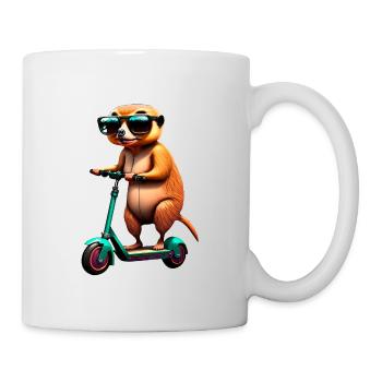 Escooting Erdmännchen Escooter Elektroroller - Tasse - Weiß - Rechts