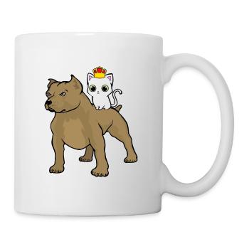 Süße Katze Hund Pitbull Haustier - Tasse - Weiß - Rechts
