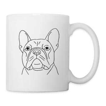 Französische Bulldogge - Tasse - Weiß - Rechts