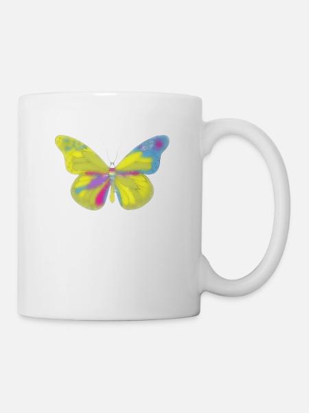 Bunte Schmetterling - Tasse - Weiß