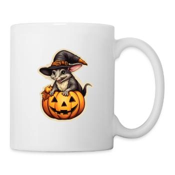 Halloween Hexenratte mit Kürbis - Tasse - Weiß - Rechts