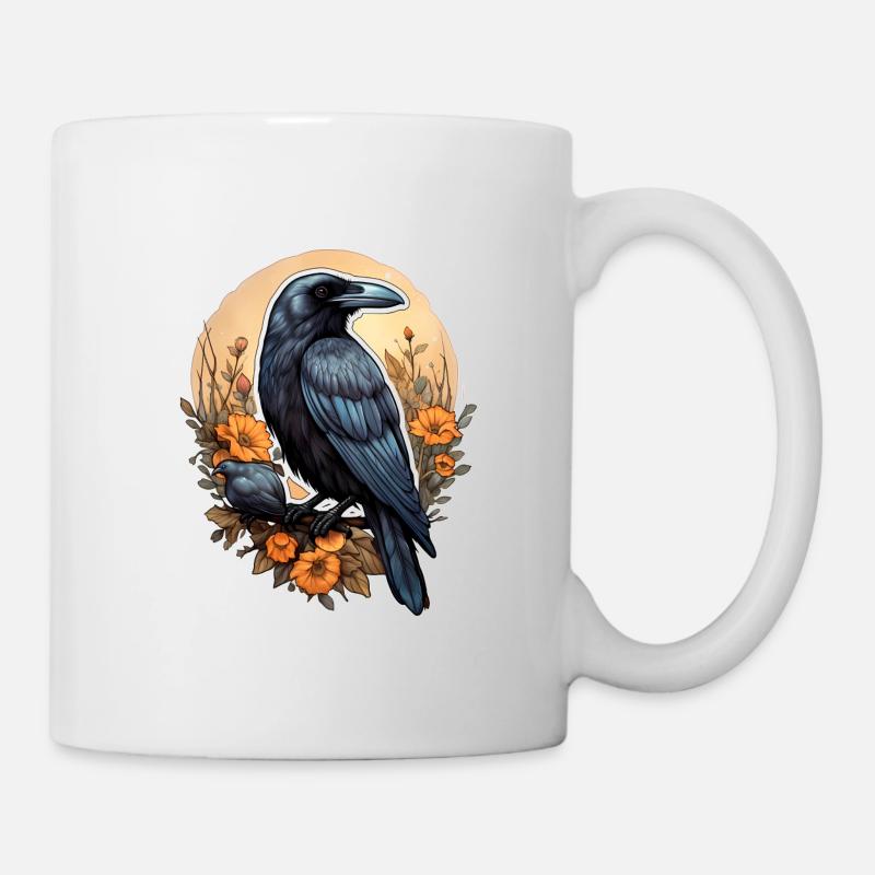 Rabe Herbst Halloween - Tasse - Weiß