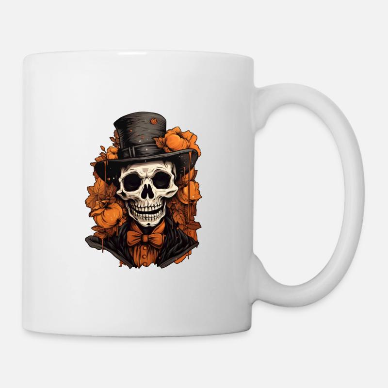 Totenkopf fein mit Hut - Tasse - Weiß