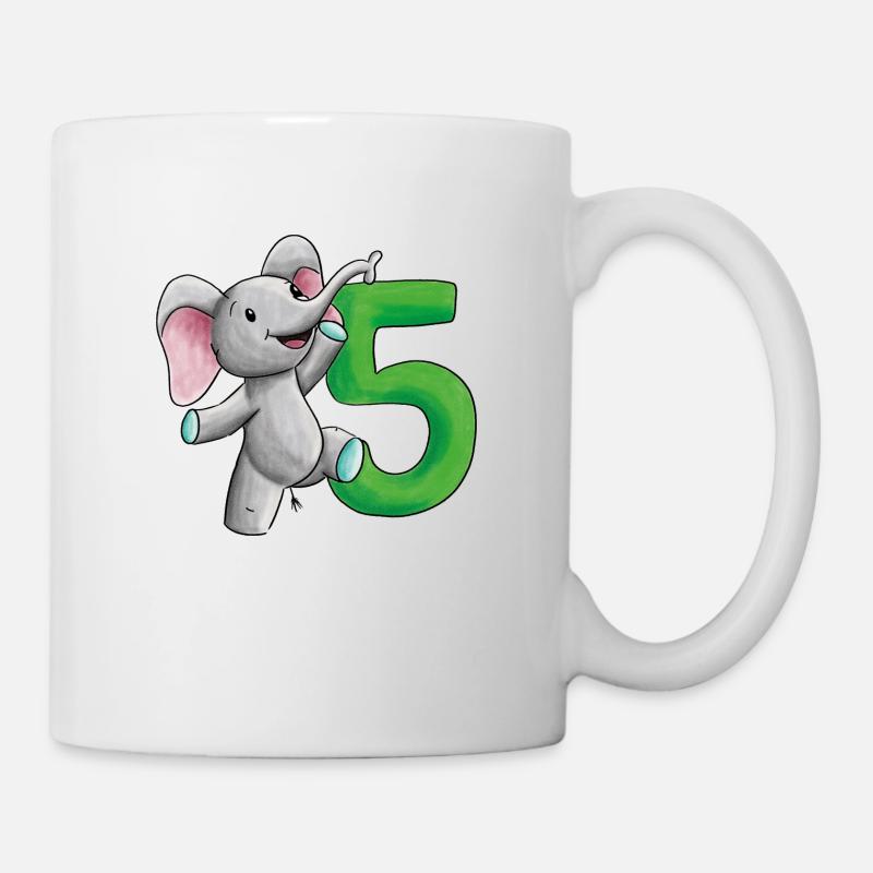 5e anniversaire éléphant - Mug blanc - blanc