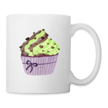 Cupcake mit Pistazie und Schokolade - Tasse - Weiß - Rechts