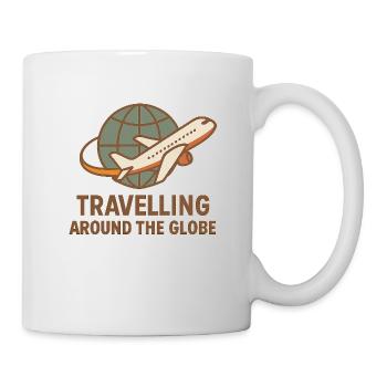 Travelling Around the Globe – Flugzeug & Globus - Tasse - Weiß - Rechts