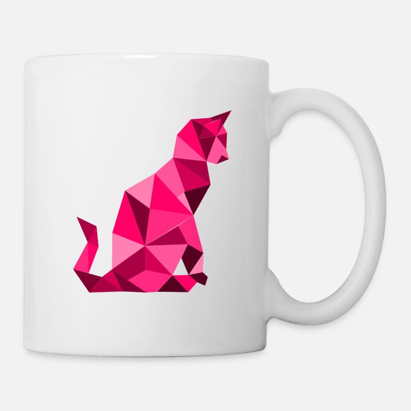 chat_lowpoly_Magenta - Tasse - Weiß