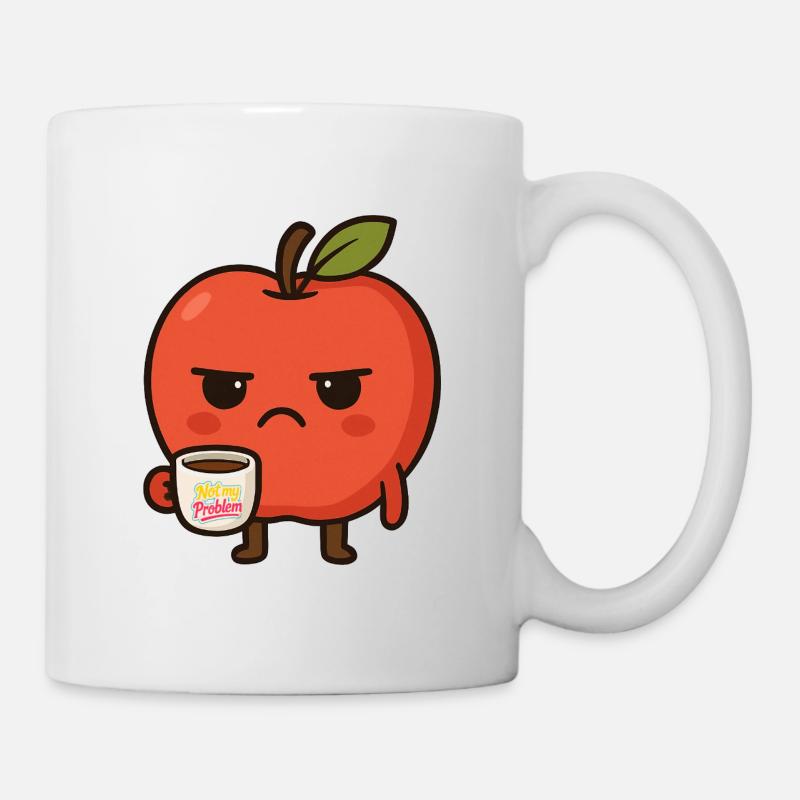 Grumpy Kawaii Apple - Funny Not My Problem Meme - Tasse - Weiß