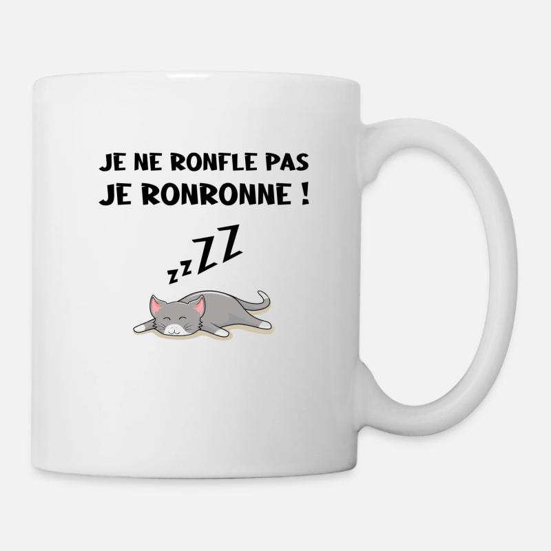 je ne ronfle pas je ronronne cadeau humour drôle - Mug blanc - blanc