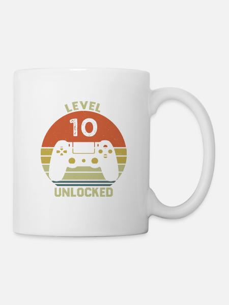 Level 10 Unlocked 10 Geburtstag Geschenk - Tasse - Weiß