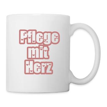 Pflege mit Herz - Tasse - Weiß - Rechts