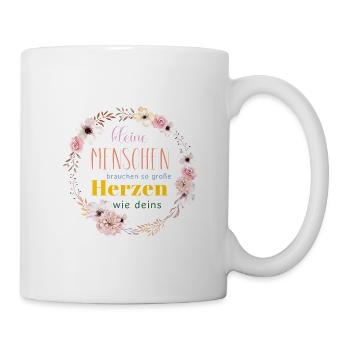 Kleine Menschen brauchen...Personalisierbar - Tasse - Weiß - Rechts