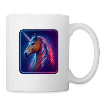 Noriker unicorn in neon style design - Mug - white - Right