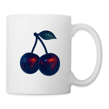 Neon Cherries Shirt | Cyberpunk Cherry Art - Mug - white - Right
