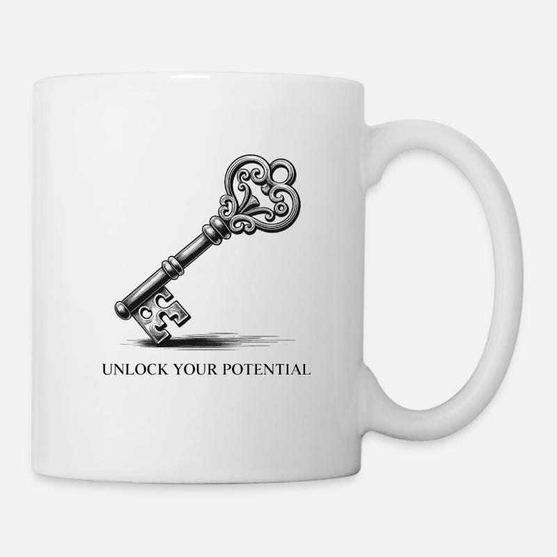 Key motif with squiggle design - Mug - white