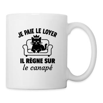 Chat humour Roi du canap - Mug blanc - blanc - Droite